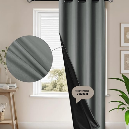 Rideau Occultants à Oeillets Gris Foncé