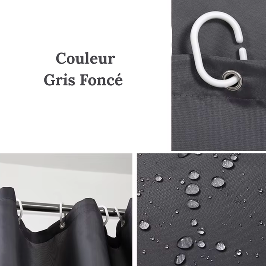 Rideau de Douche Épais Imperméable Gris Foncé
