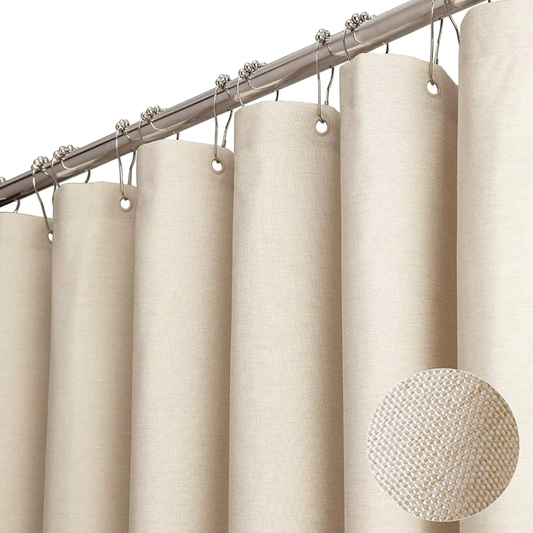 Rideau de Douche effet Lin avec Crochets en Métal