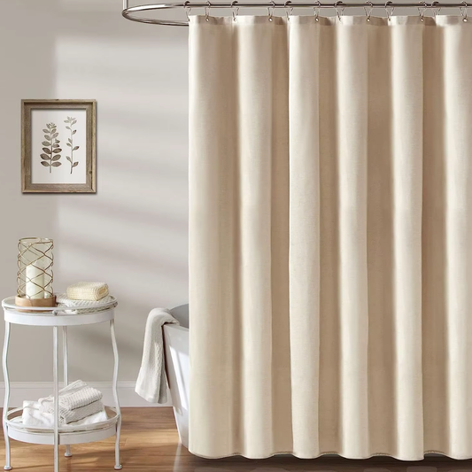 Rideau de Douche effet Lin avec Crochets en Métal