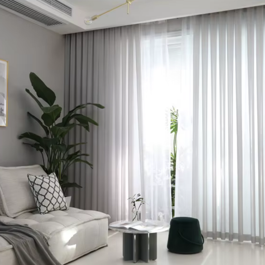 Rideau en Mousseline de Soie Gris