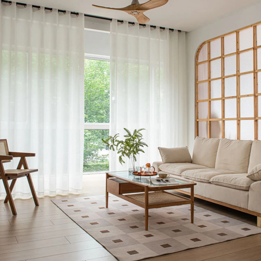 Rideau en Lin Blanc Cassé