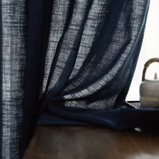 Rideau en Lin Moderne Bleu Royal