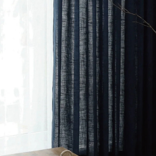 Rideau en Lin Moderne Bleu Royal