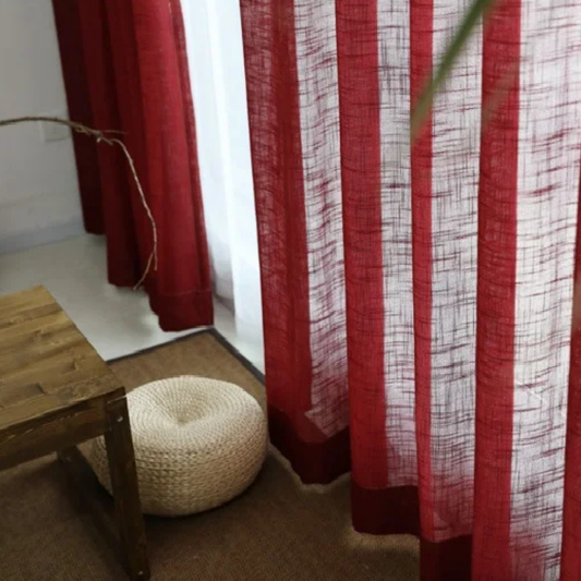 Rideau en Lin Moderne Rouge Foncé