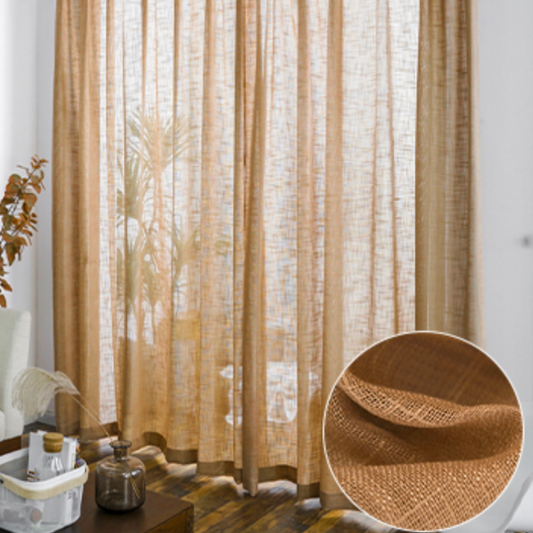 Rideau en Gaze de Coton Marron Clair