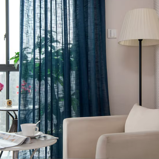 Rideau en Gaze de Coton Bleu Marine