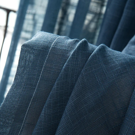 Rideau en Gaze de Coton Bleu Marine