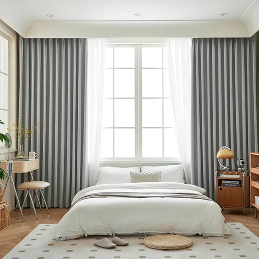 Rideau Occultant Grande Hauteur en Chenille Gris