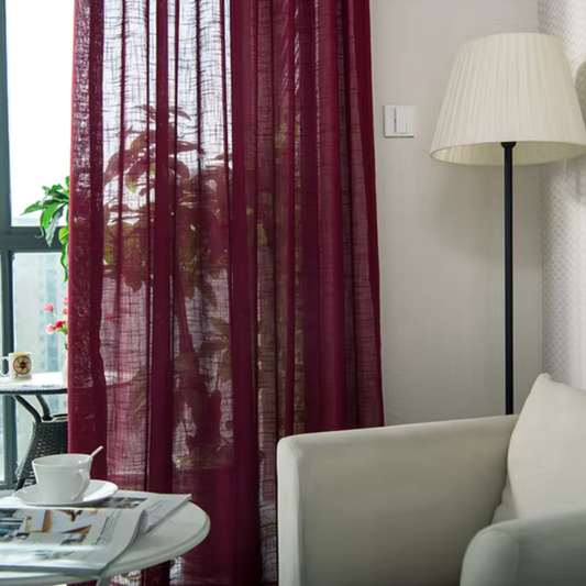 Rideau en Gaze de Coton Bordeaux