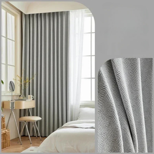 Rideau Occultant Grande Hauteur en Chenille Gris