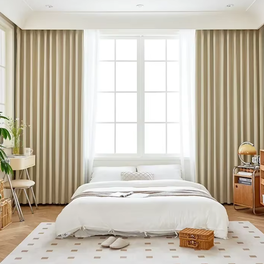 Rideau Occultant Grande Hauteur en Chenille Crème