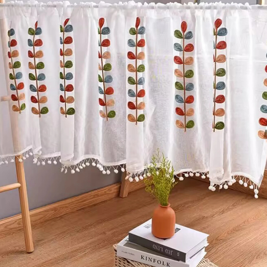 Rideau Semi-transparent Brodé de Branche