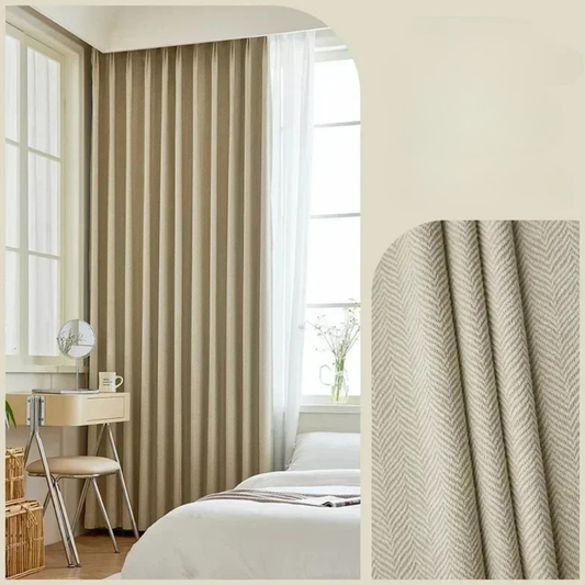 Rideau Occultant Grande Hauteur en Chenille Crème