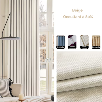 Rideau Occultant Épais Grande Longueur Beige