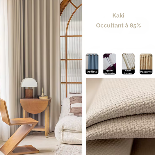 Rideau Occultant Épais Grande Longueur Kaki