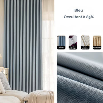 Rideau Occultant Épais Grande Longueur Bleu