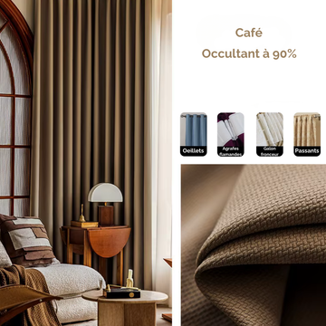 Rideau Occultant Épais Grande Longueur Café