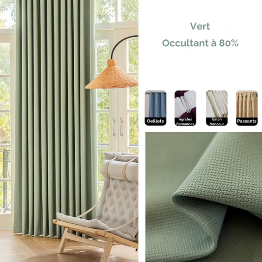 Rideau Occultant Épais Grande Longueur Vert