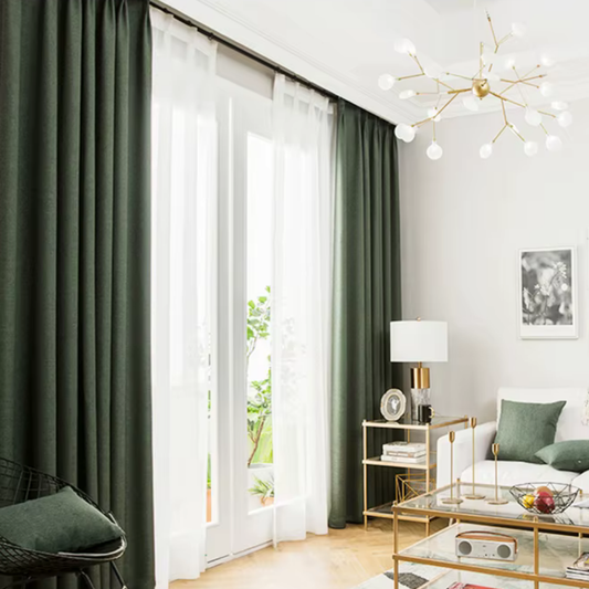 Rideau Occultant Épais Effet Lin Vert