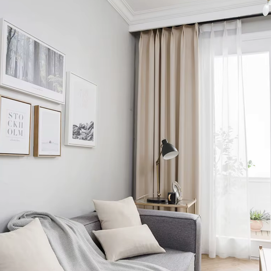 Rideau Occultant Épais Effet Lin Beige