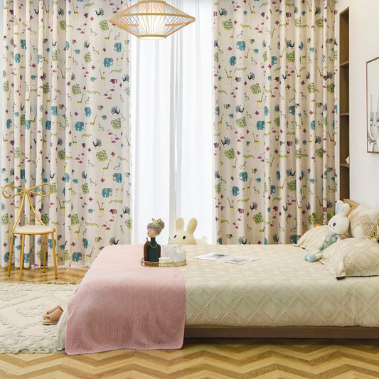 Rideau Voilage Enfant à Motif Animaux