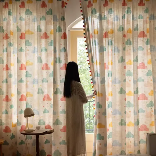 Rideau Voilage Enfant à Nuage Colorés