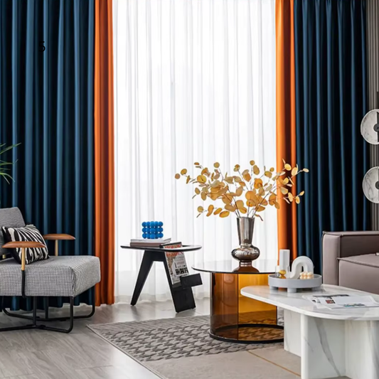 Rideaux Occultants Thermiques et Phoniques Élégant Orange/Bleu