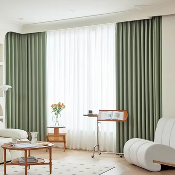 Rideau Occultant Grande Hauteur en Chenille Vert