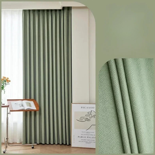 Rideau Occultant Grande Hauteur en Chenille Vert