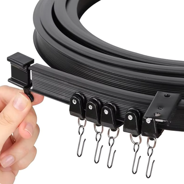 Kit Tringle Rail à Rideaux Flexible Noir (200 - 500 cm)