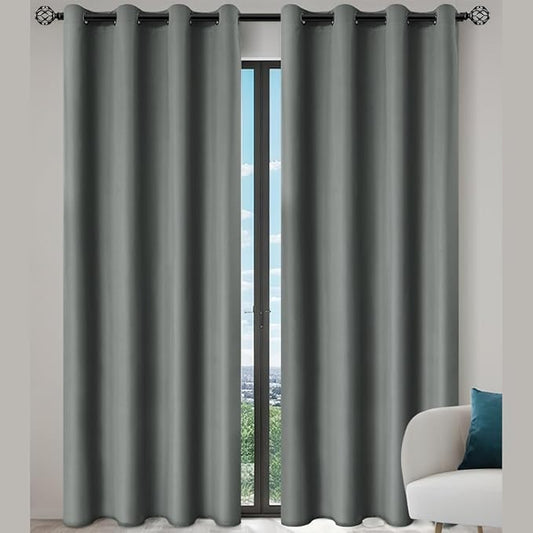 Rideau Occultants à Oeillets Gris Foncé