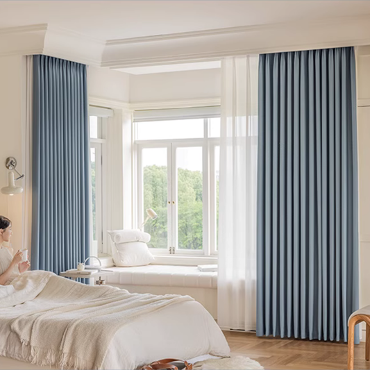 Rideau 3 en 1 Occultant Thermique et Phonique Bleu