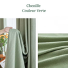 Rideau Occultant Grande Hauteur en Chenille Vert