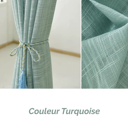 Rideau en Gaze de Coton Turquoise