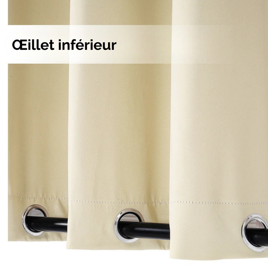 Rideaux Occultants  Avec Œillets Supérieurs et Inférieurs Beige
