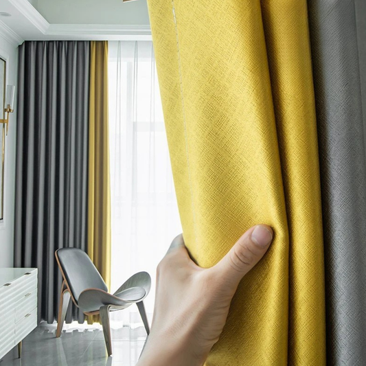 Rideaux Occultants Thermiques et Phoniques Élégant Jaune/Gris