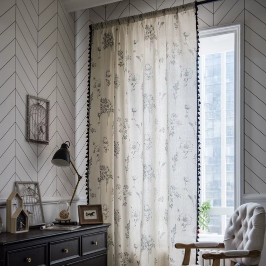 Rideau Vintage Bohème Effet Lin