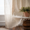 Rideau Vintage Bohème Effet Lin Beige