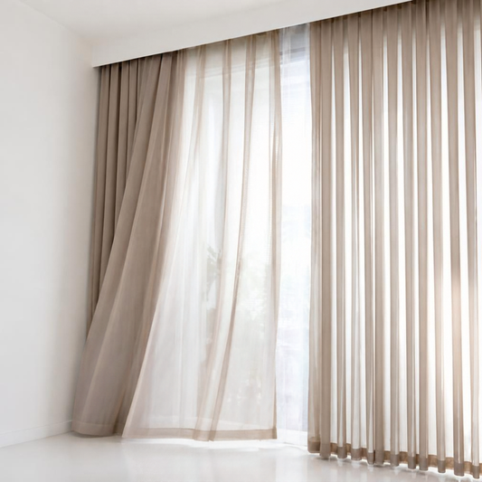 Rideau en Mousseline de Soie Marron Clair