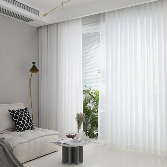 Rideau Effet Mousseline de Soie Blanc