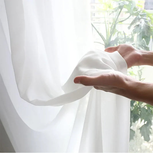 Rideau Effet Mousseline de Soie Blanc