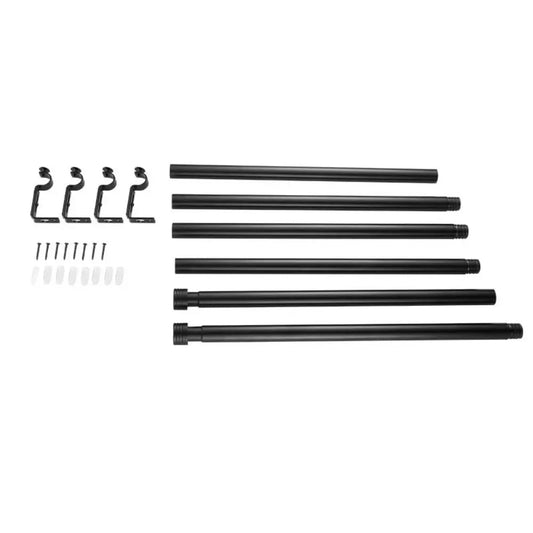 Stable Adjustable Curtain Rod Set Thicken Thread Curtain Rail Black Carbon Steel Drapery Curtain Telescopic Rod Kitchen