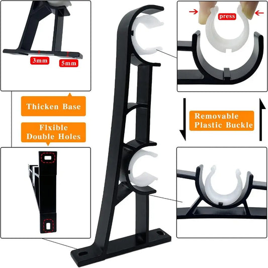 1/4Pcs Wall Curtain Rod Retainers Double Bracket Black Curtain Rod Hooks Curtain Rod Brackets Household Curtain Rod Hangers