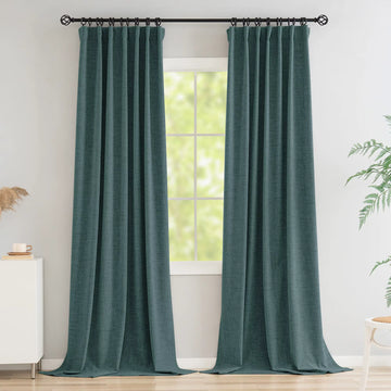 Rideau Occultant Effet Lin Bleu Sarcelle