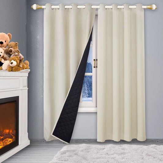 Rideau Occultant Thermique en Coton Matelassé