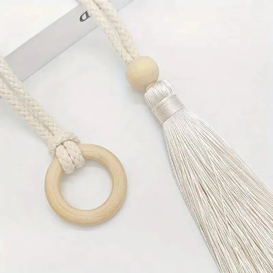 Adjustable Cotton Cord Curtain Tie Curtain Tie Straps Bohemian Chic Log Loop Curtain Buckle Strap Hand Woven
