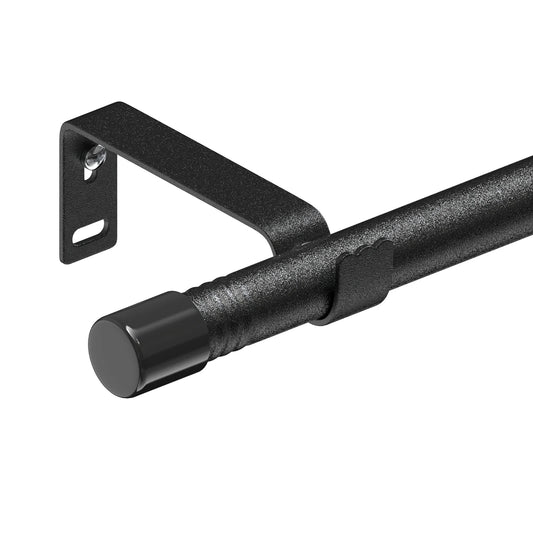 5/8 inch Small Black Curtain Rod for Windows, Long Adjustable Cafe Window Rod, With Curtain Rod Brackets