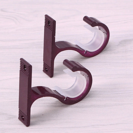 2pcs Aluminum Alloy Curtain Rod Bracket Wall Mount Double Hooks For Heavy Drapes Support Home Window Door Decorative Accessories