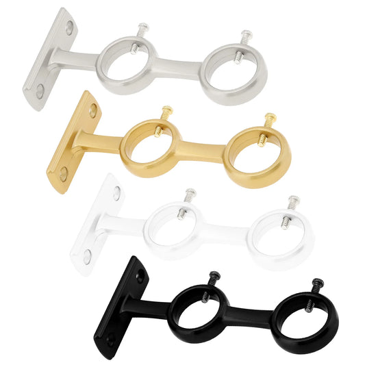 1Piece Curtain Rod Bracket Curtain Rod Holder Double Hole Curtain Rod Hooks Aluminum Alloy Base Thickened Hook for Room